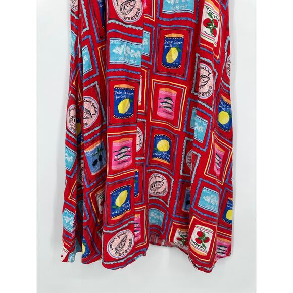 LOFT Can Print Linen Blend Strappy Midi Dress Square Neck Sleeveless Sundress - Picture 10 of 12